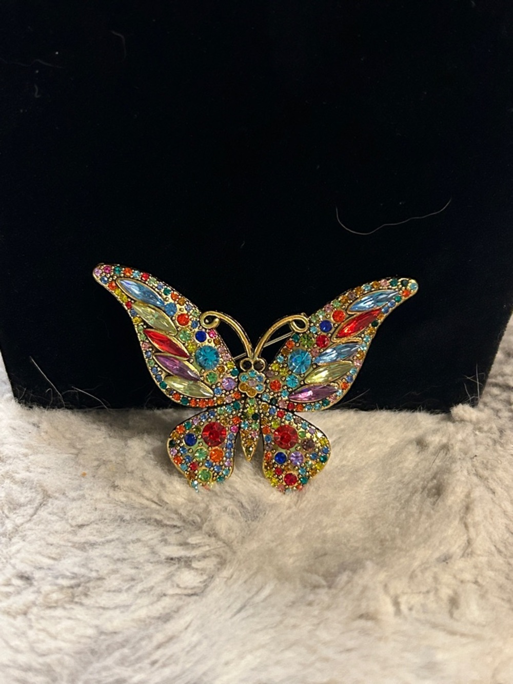 Multicolor Crystal Butterfly Brooch